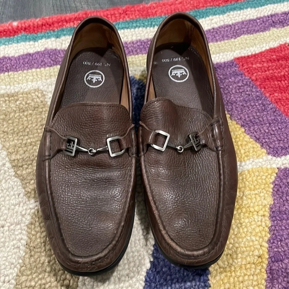 Peter Millar Mens 9.5M Horse Bit Brown Leather Loafers